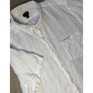 J. Crew Mens Large Linen Short Sleeve Button Down Shirt Casual Beach Vacation